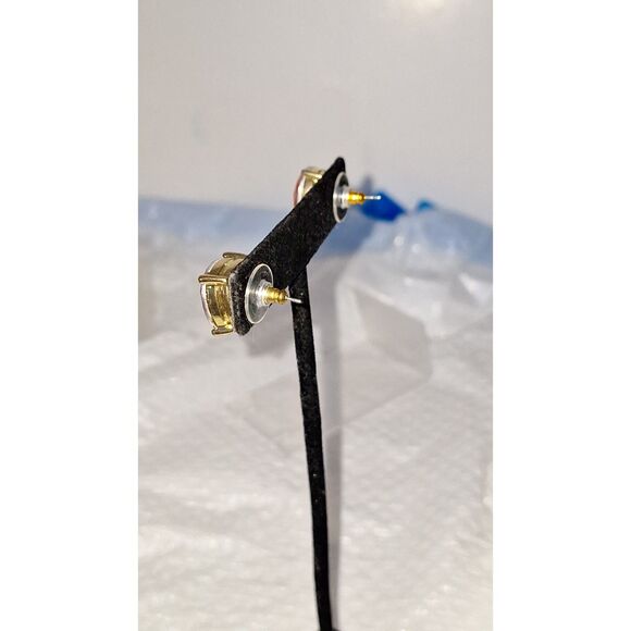 Chunky Rhinestone Pierced Earrings Peachy Pink Stud Post Silver Tone Cottagecore - Picture 5 of 8